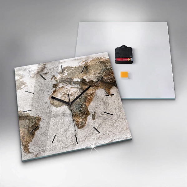 Ceas pătrat de perete din sticlă Harta lumii vechi