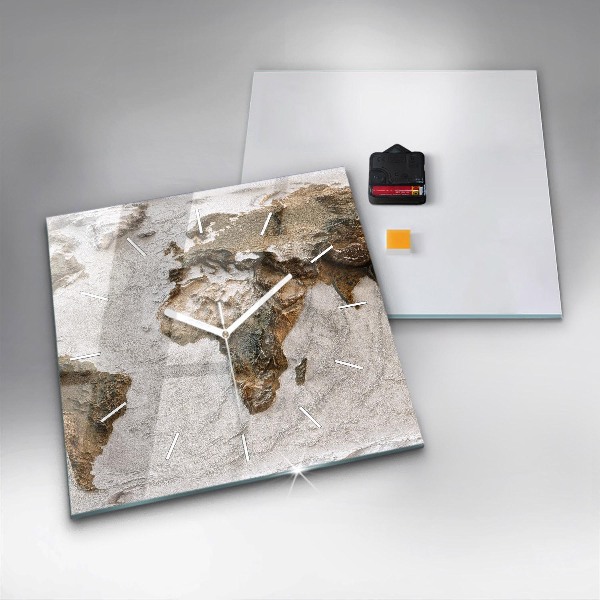 Ceas pătrat de perete din sticlă Harta lumii vechi