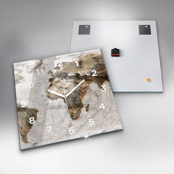 Ceas pătrat de perete din sticlă Harta lumii vechi