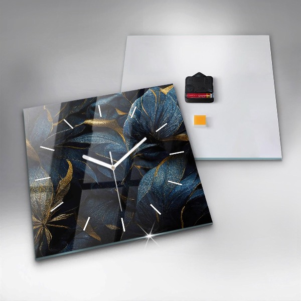 Ceas pătrat de perete din sticlă Flori decorative