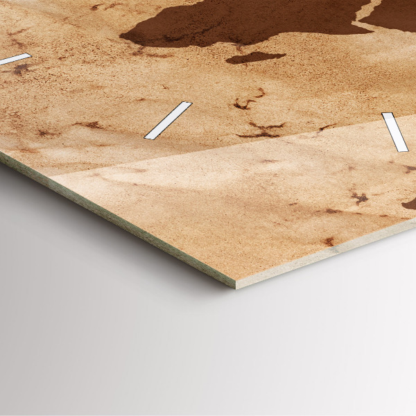 Ceas pătrat de perete din sticlă Harta lumii vintage