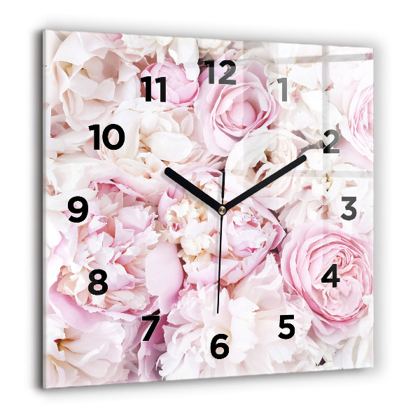 Ceas pătrat de perete din sticlă Flori decorative