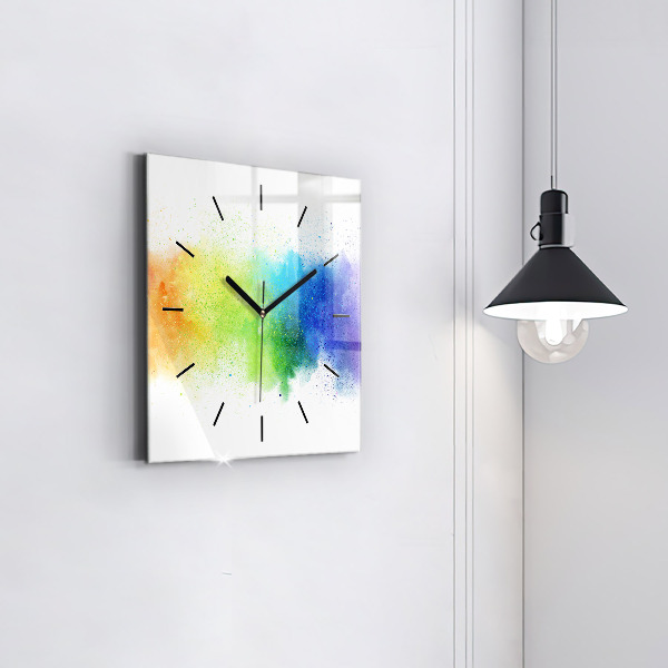 Ceas pătrat de perete din sticlă Curcubeu abstract