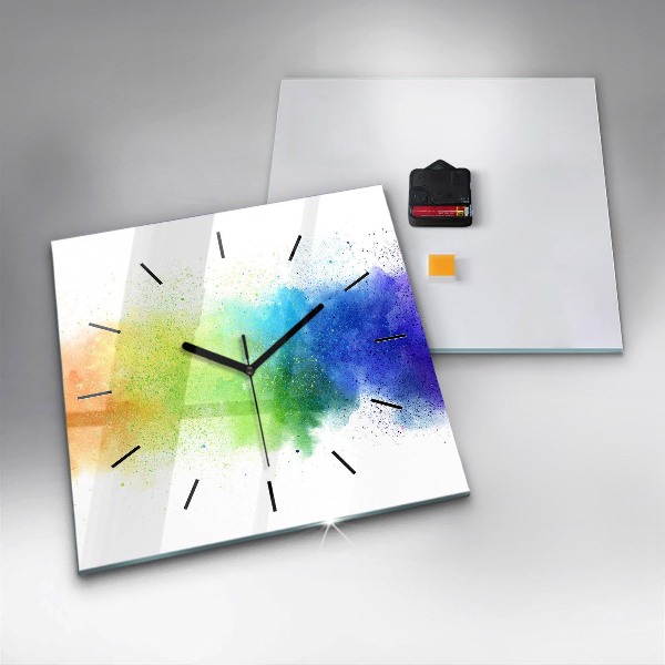 Ceas pătrat de perete din sticlă Curcubeu abstract