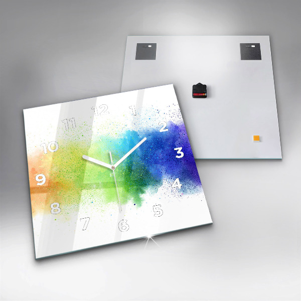 Ceas pătrat de perete din sticlă Curcubeu abstract