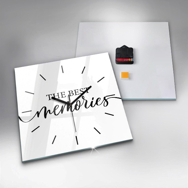 Ceas pătrat de perete din sticlă Inscripția amintirilor