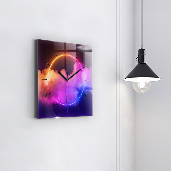 Ceas pătrat de perete din sticlă Abstracția fumului 3D
