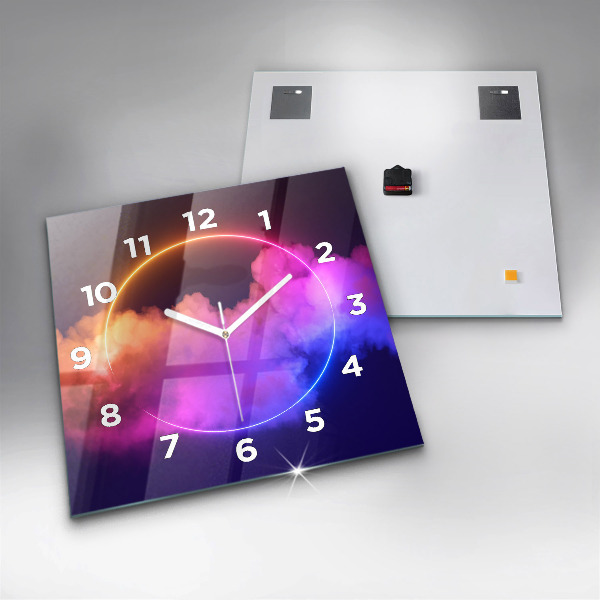 Ceas pătrat de perete din sticlă Abstracția fumului 3D