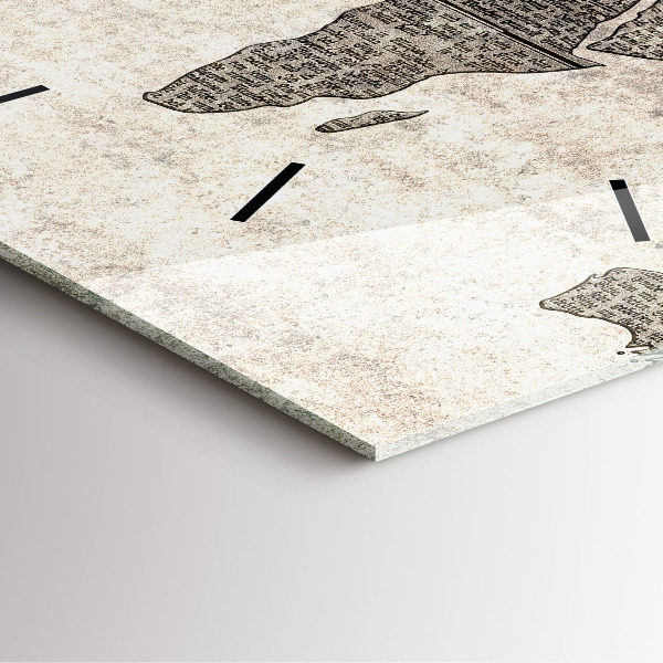 Ceas pătrat de perete din sticlă Harta lumii ziar