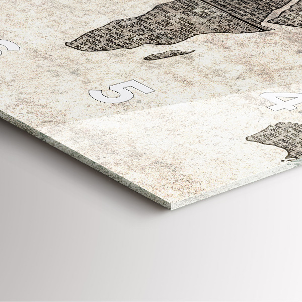 Ceas pătrat de perete din sticlă Harta lumii ziar