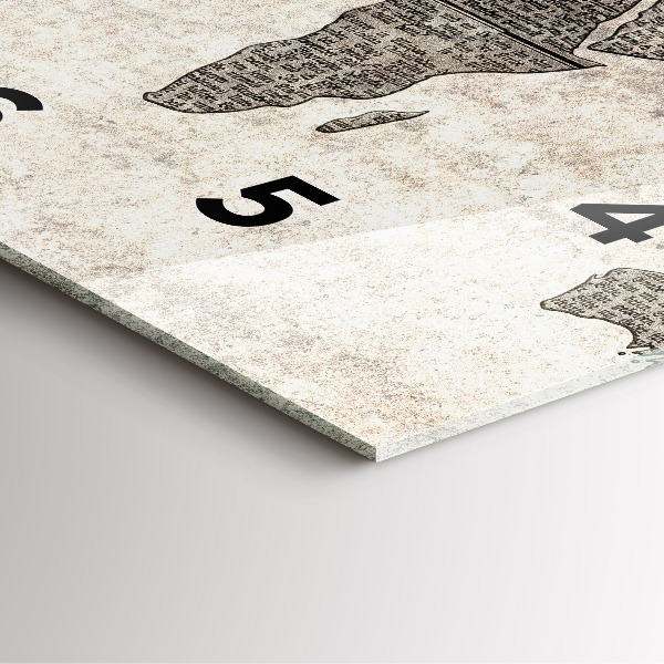 Ceas pătrat de perete din sticlă Harta lumii ziar