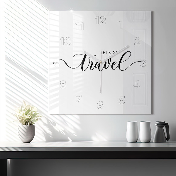 Ceas pătrat de perete din sticlă Inscripție de călătorie