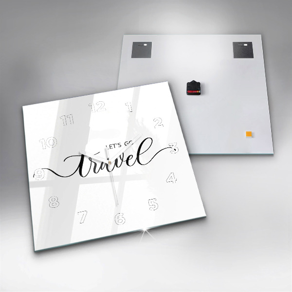 Ceas pătrat de perete din sticlă Inscripție de călătorie