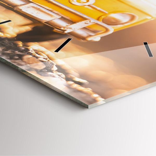 Ceas pătrat de perete din sticlă Masina in vacanta