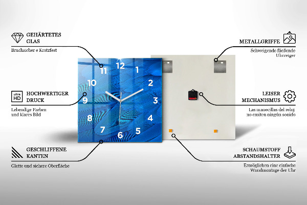 Ceas pătrat de perete din sticlă Masina in vacanta