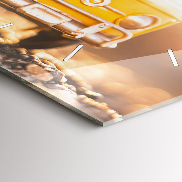 Ceas pătrat de perete din sticlă Masina in vacanta