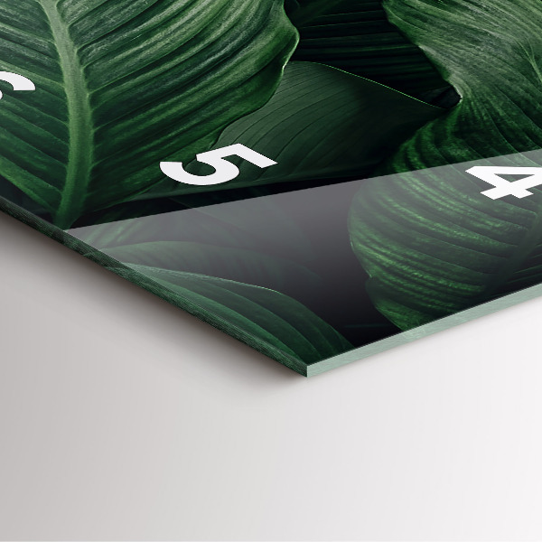 Ceas pătrat de perete din sticlă Monstera tropicală