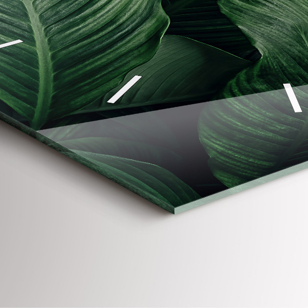 Ceas pătrat de perete din sticlă Monstera tropicală