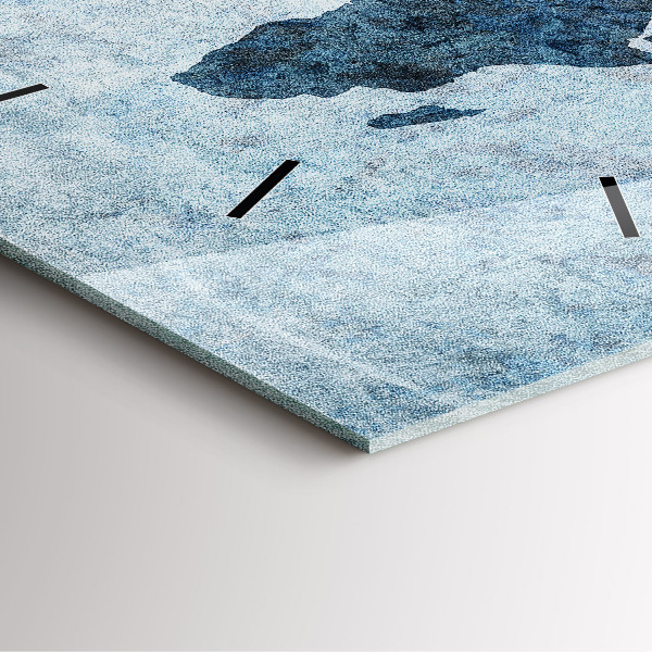 Ceas pătrat de perete din sticlă Harta lumii pictată