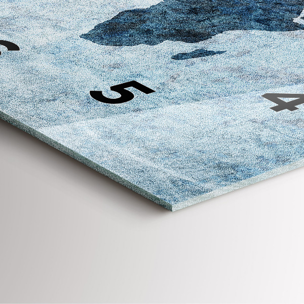 Ceas pătrat de perete din sticlă Harta lumii pictată