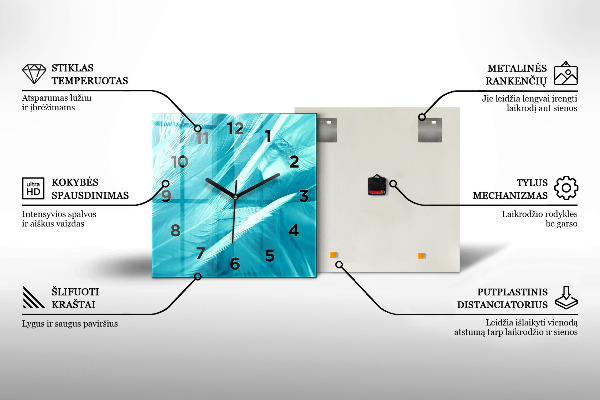 Ceas pătrat de perete din sticlă Harta lumii pictată