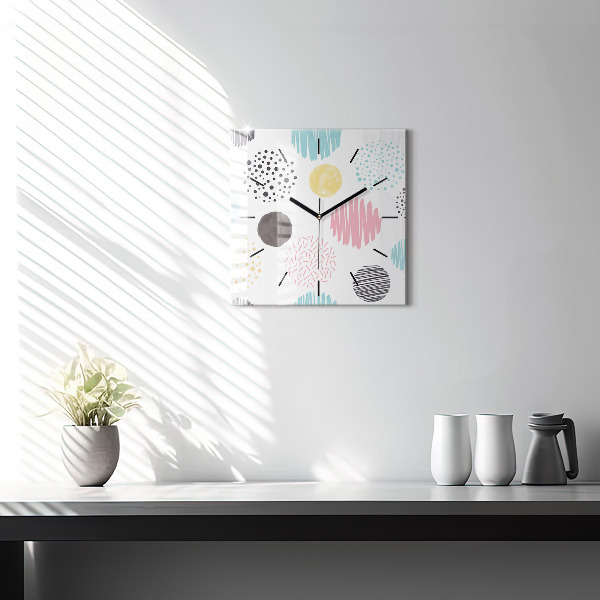 Ceas pătrat de perete din sticlă Model geometric