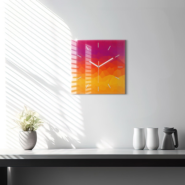 Ceas pătrat de perete din sticlă Abstracție colorată