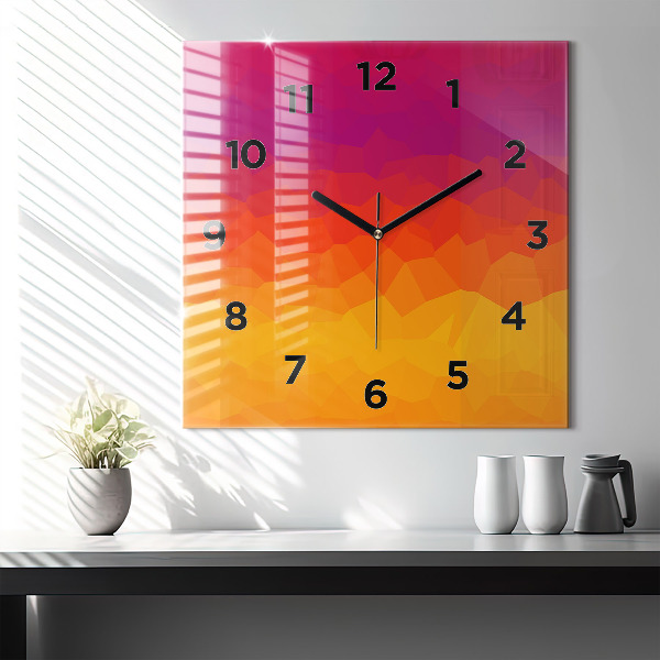 Ceas pătrat de perete din sticlă Abstracție colorată