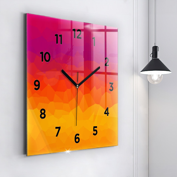 Ceas pătrat de perete din sticlă Abstracție colorată