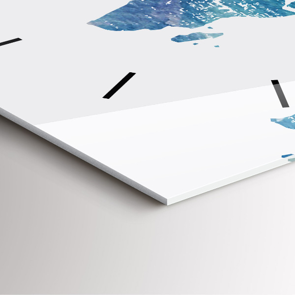 Ceas pătrat de perete din sticlă Harta lumii