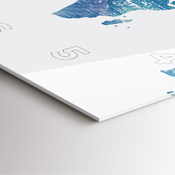 Ceas pătrat de perete din sticlă Harta lumii