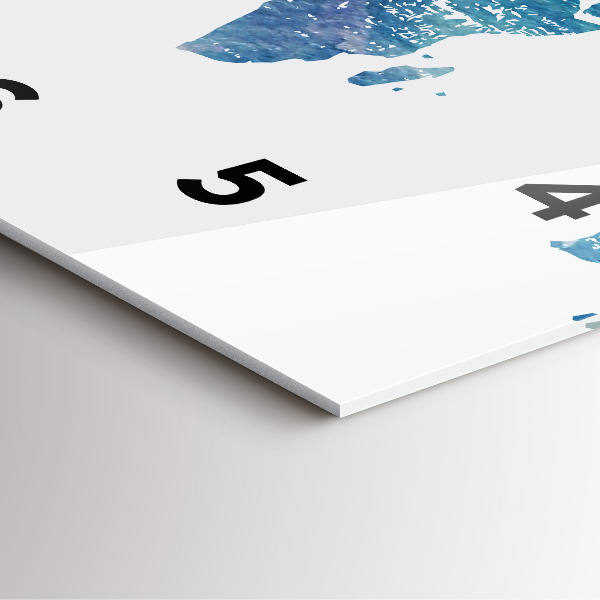 Ceas pătrat de perete din sticlă Harta lumii