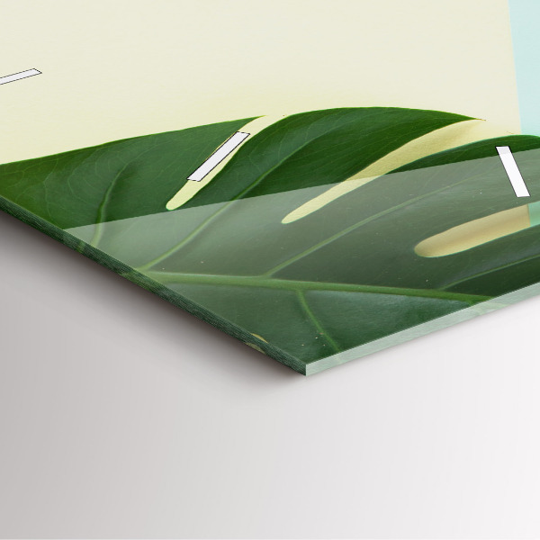 Ceas pătrat de perete din sticlă Monstera pleacă