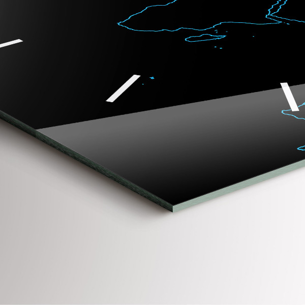 Ceas pătrat de perete din sticlă Contururile hărții lumii