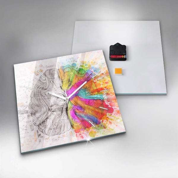 Ceas pătrat de perete din sticlă Abstracția creierului