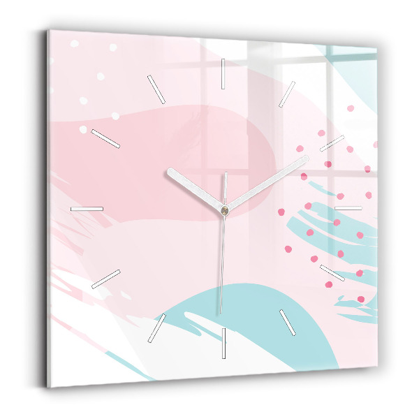Ceas pătrat de perete din sticlă Abstracția pastelului