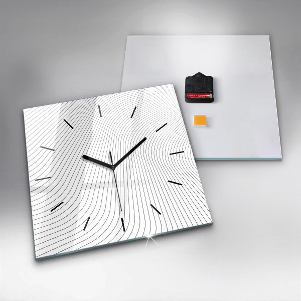 Ceas pătrat de perete din sticlă Linii abstracte