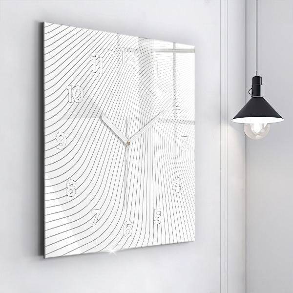 Ceas pătrat de perete din sticlă Linii abstracte