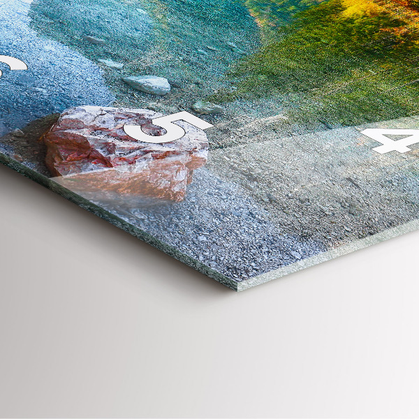 Ceas pătrat de perete din sticlă Peisaj montan râu