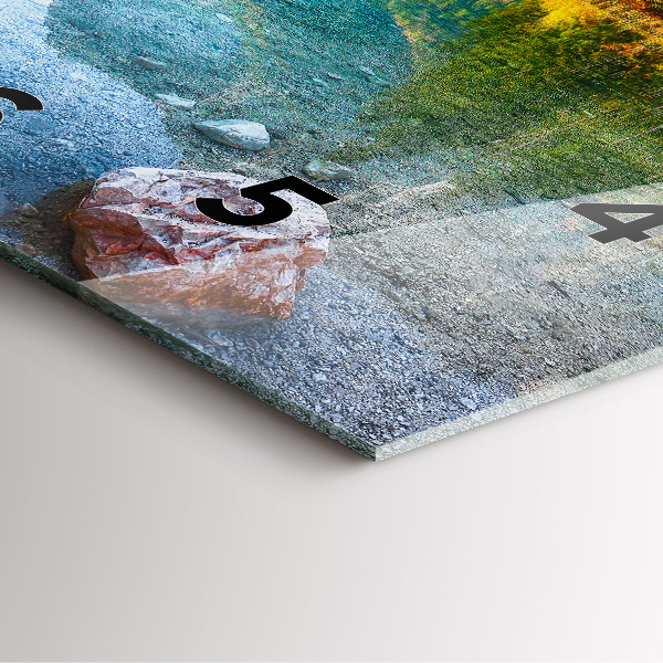 Ceas pătrat de perete din sticlă Peisaj montan râu