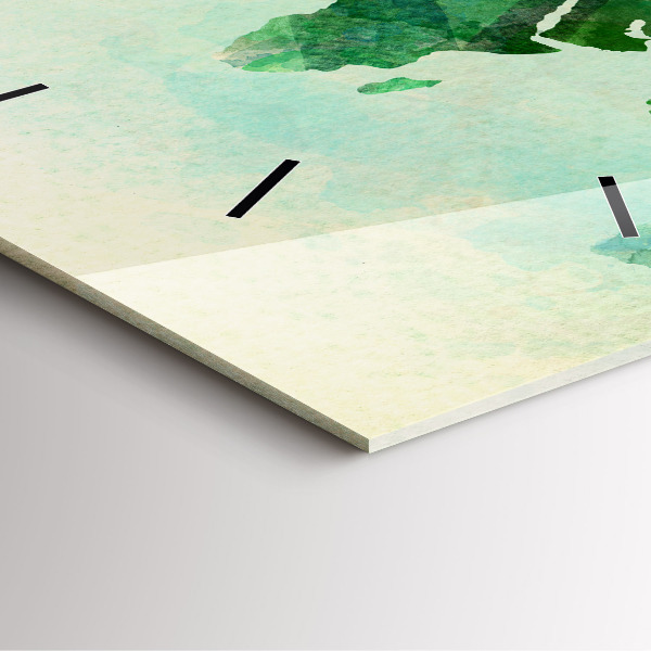 Ceas pătrat de perete din sticlă Harta lumii acuarela