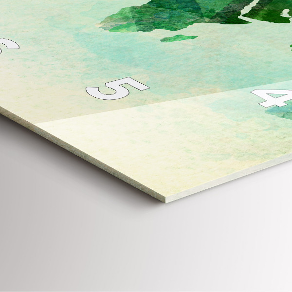 Ceas pătrat de perete din sticlă Harta lumii acuarela