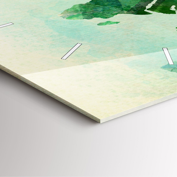 Ceas pătrat de perete din sticlă Harta lumii acuarela