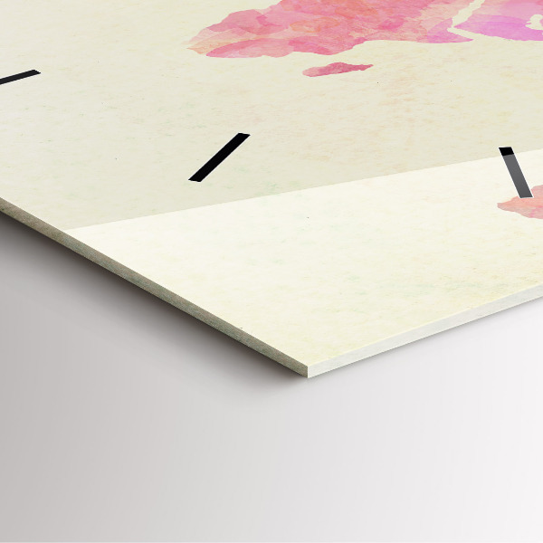 Ceas pătrat de perete din sticlă Harta lumii acuarela