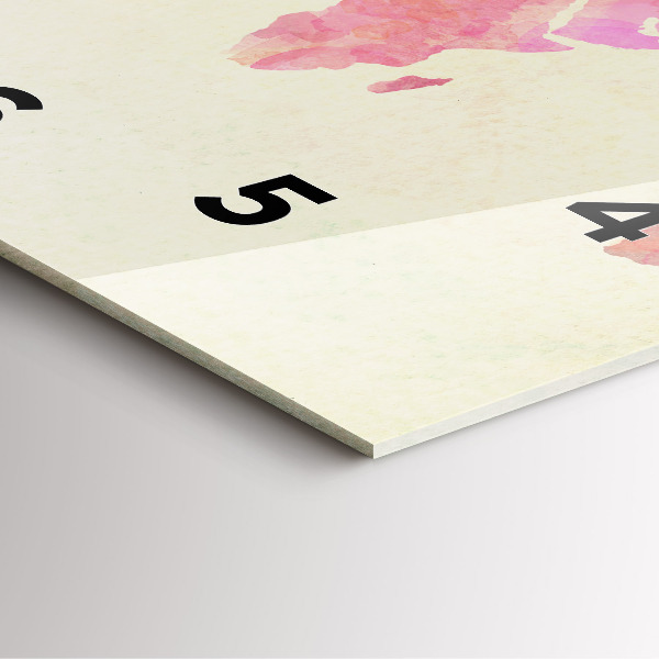 Ceas pătrat de perete din sticlă Harta lumii acuarela