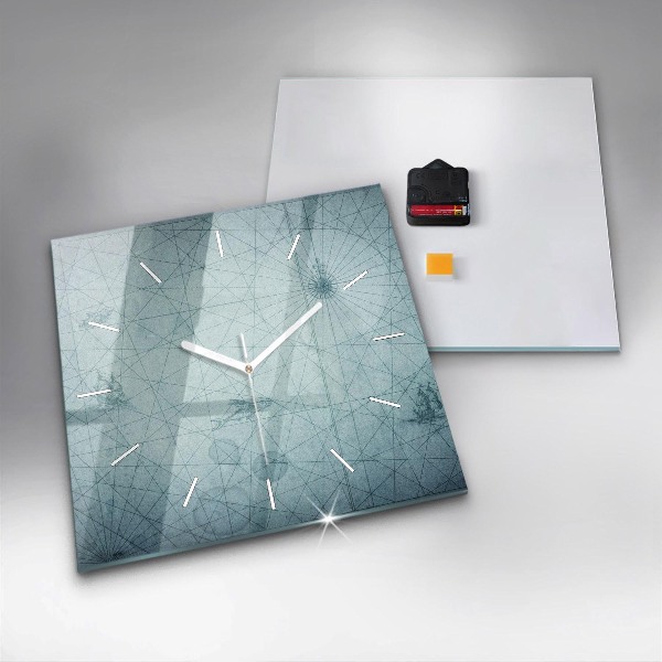Ceas pătrat de perete din sticlă Hartă de epocă