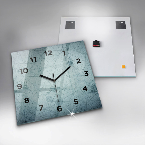 Ceas pătrat de perete din sticlă Hartă de epocă