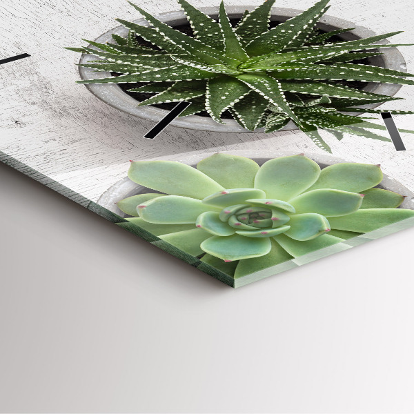 Ceas pătrat de perete din sticlă Plante decorative
