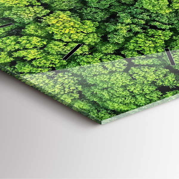 Ceas pătrat de perete din sticlă Pădure de sus