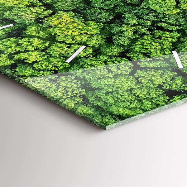 Ceas pătrat de perete din sticlă Pădure de sus